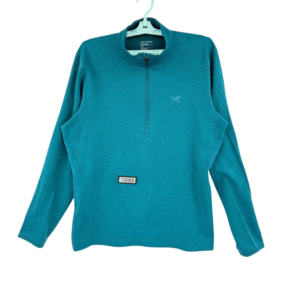 Arc'teryx Men's Teal Quarter Zip Pullover Intrepid Museum Patch Outdoor Size L